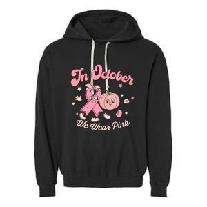 October Pink Breast Cancer Awareness Pumpkin Garment-Dyed Fleece Hoodie