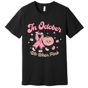 October Pink Breast Cancer Awareness Pumpkin Premium T-Shirt