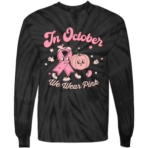 October Pink Breast Cancer Awareness Pumpkin Tie-Dye Long Sleeve Shirt