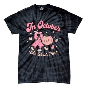 October Pink Breast Cancer Awareness Pumpkin Tie-Dye T-Shirt