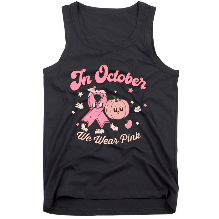 October Pink Breast Cancer Awareness Pumpkin Tank Top