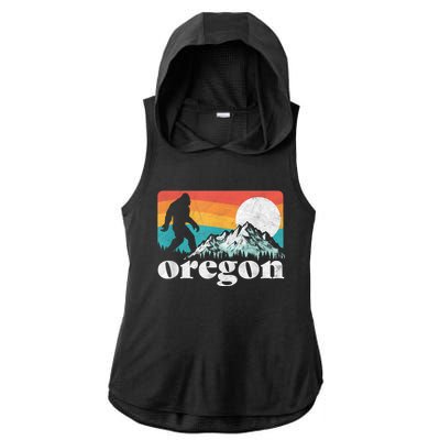 Oregon Pride Bigfoot Mountains Ladies PosiCharge Tri-Blend Wicking Draft Hoodie Tank