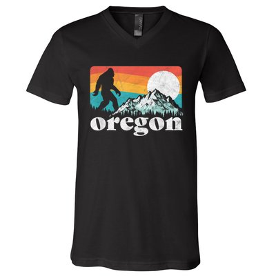 Oregon Pride Bigfoot Mountains V-Neck T-Shirt