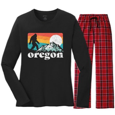 Oregon Pride Bigfoot Mountains Women's Long Sleeve Flannel Pajama Set 