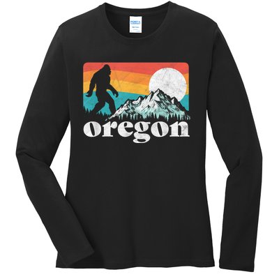 Oregon Pride Bigfoot Mountains Ladies Long Sleeve Shirt