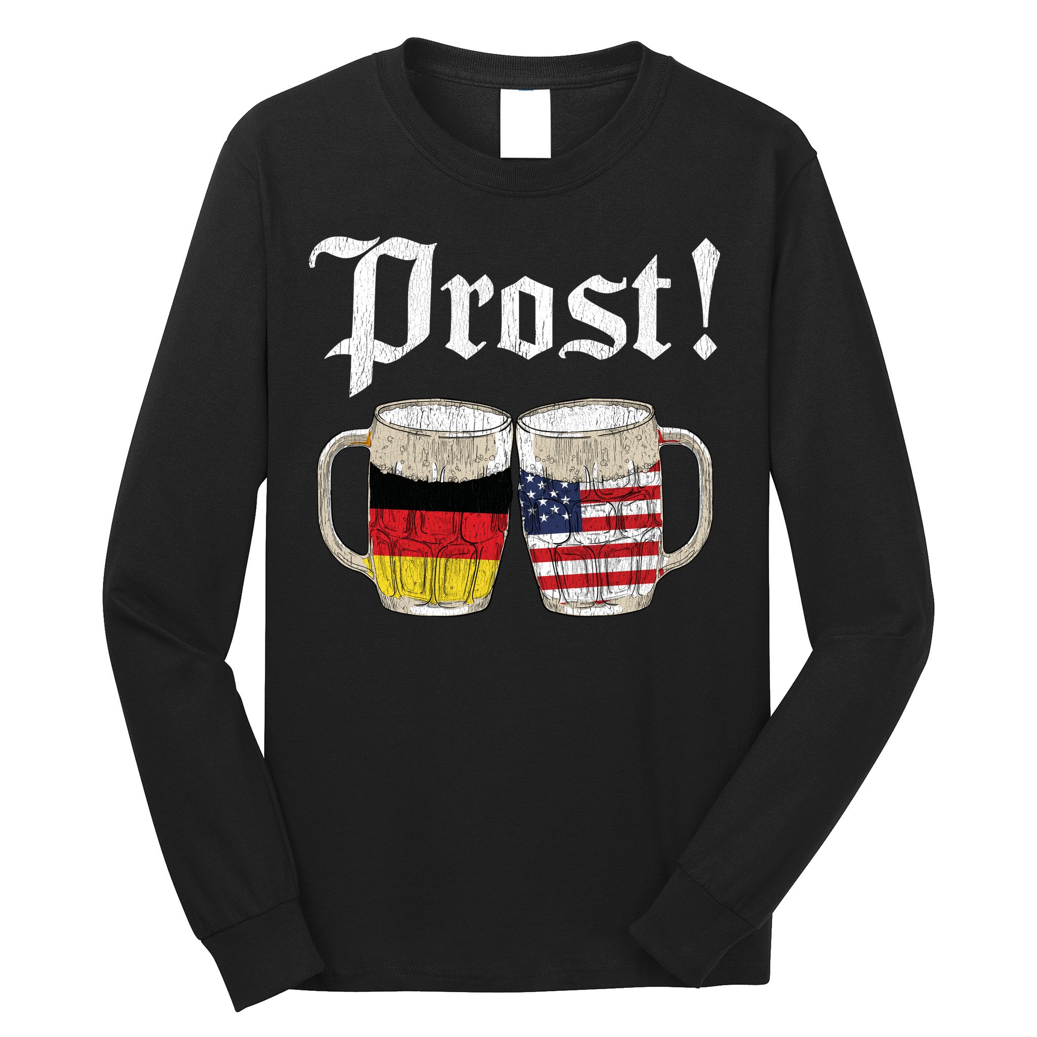 Oktoberfest Holiday Prost Beer German American Flag Long Sleeve Shirt