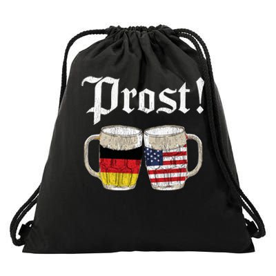 Oktoberfest Holiday Prost Beer German American Flag Drawstring Bag