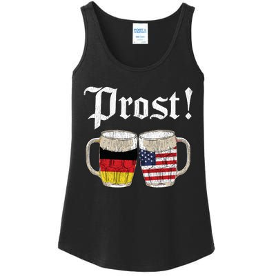 Oktoberfest Holiday Prost Beer German American Flag Ladies Essential Tank