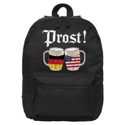 Oktoberfest Holiday Prost Beer German American Flag 16 in Basic Backpack