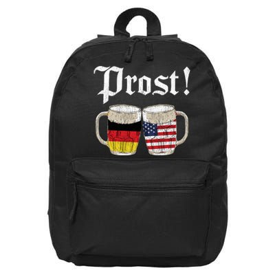 Oktoberfest Holiday Prost Beer German American Flag 16 in Basic Backpack