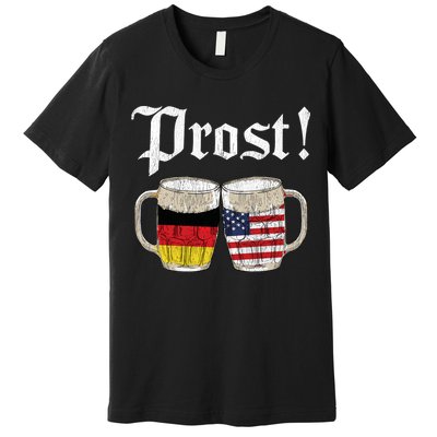 Oktoberfest Holiday Prost Beer German American Flag Premium T-Shirt
