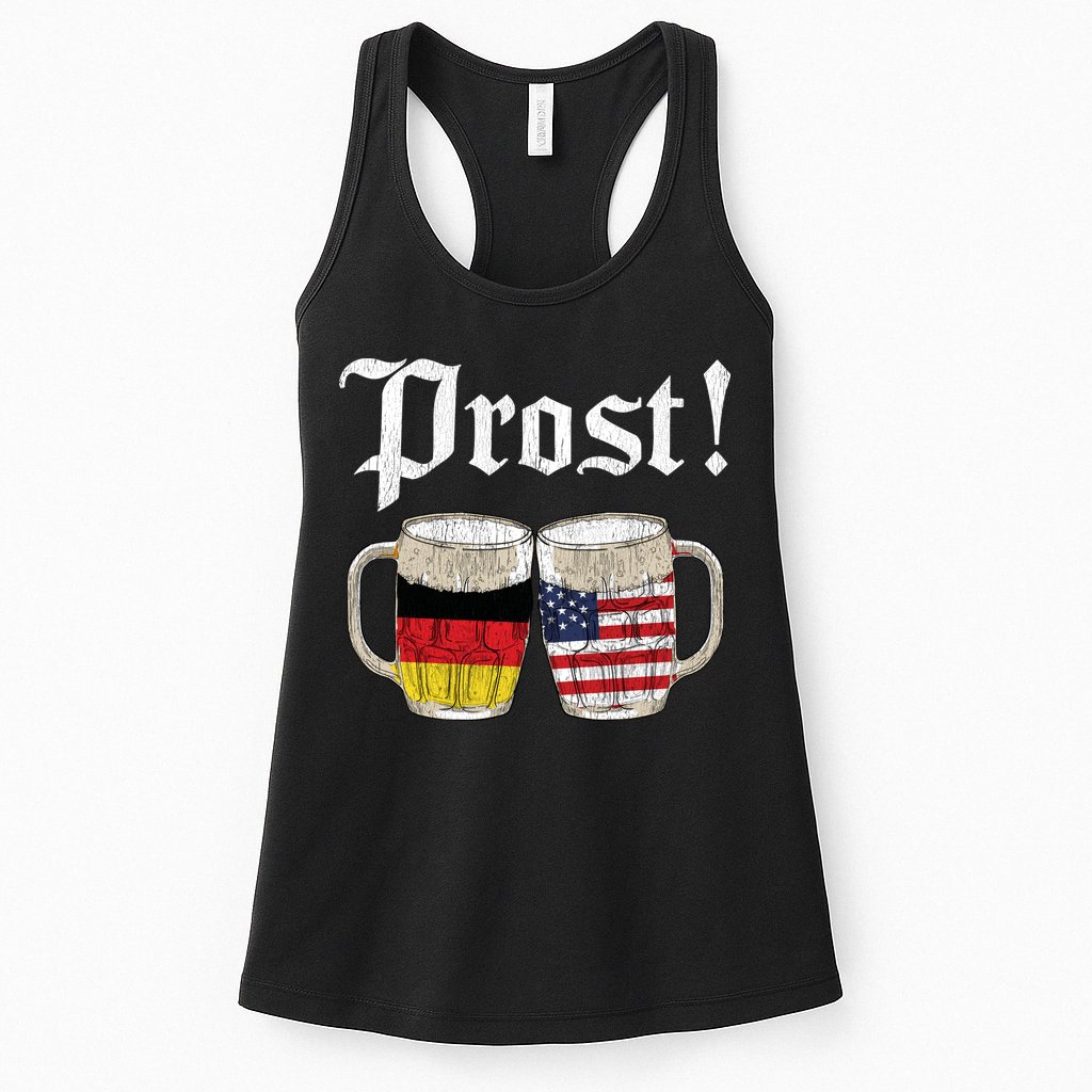 Oktoberfest Holiday Prost Beer German American Flag Womens Tank Top