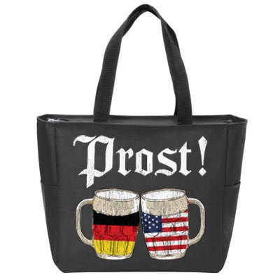 Oktoberfest Holiday Prost Beer German American Flag Zip Tote Bag