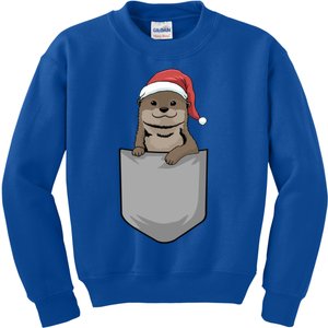 Otter Pocket Christmas Gift Kids Sweatshirt