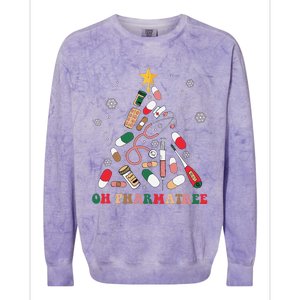 Oh Pharmatree Christmas Tree Pharmacy Medication Funny Xmas Colorblast Crewneck Sweatshirt