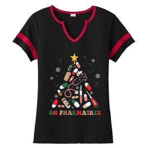 Oh Pharmatree Christmas Tree Pharmacy Medication Funny Xmas Ladies Halftime Notch Neck Tee