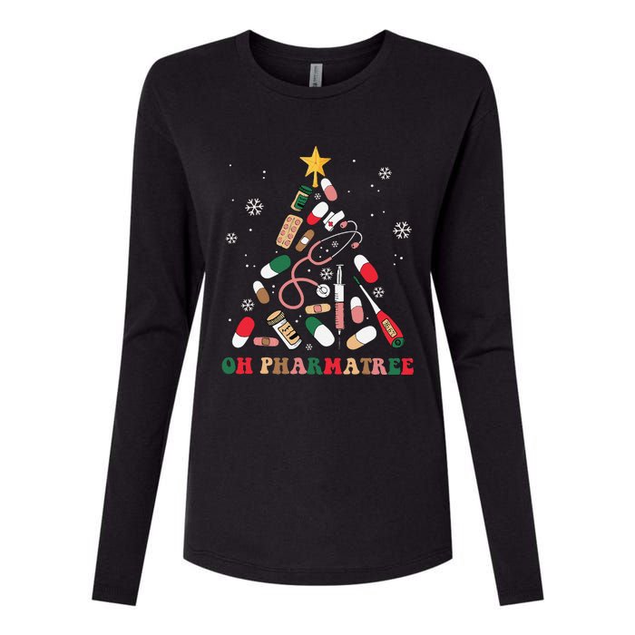 Oh Pharmatree Christmas Tree Pharmacy Medication Funny Xmas Womens Cotton Relaxed Long Sleeve T-Shirt