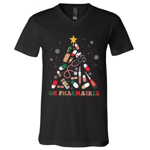 Oh Pharmatree Christmas Tree Pharmacy Medication Funny Xmas V-Neck T-Shirt