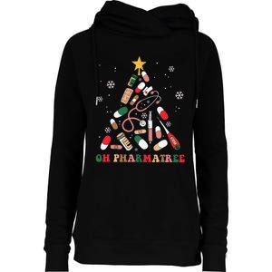 Oh Pharmatree Christmas Tree Pharmacy Medication Funny Xmas Womens Funnel Neck Pullover Hood