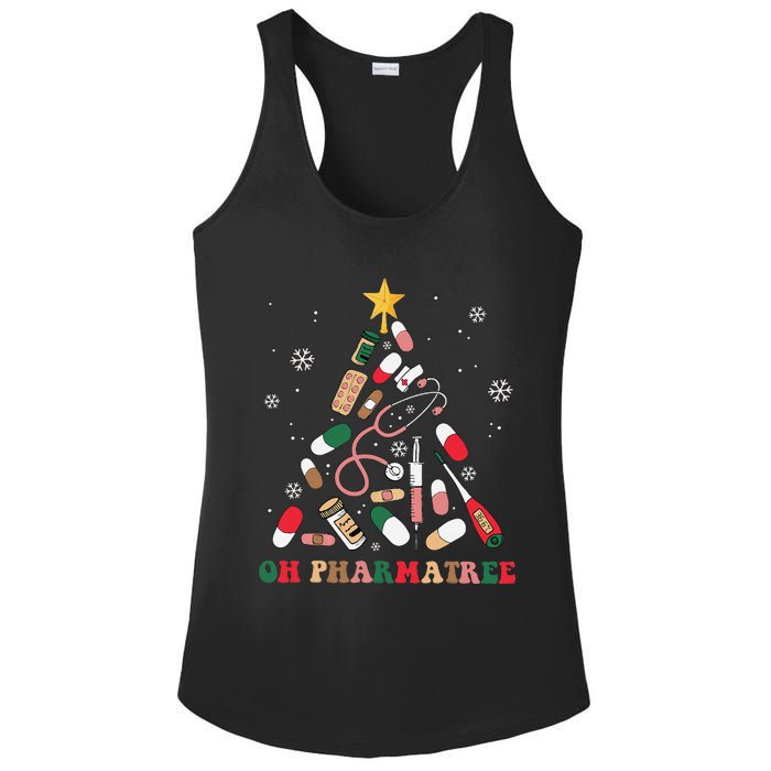 Oh Pharmatree Christmas Tree Pharmacy Medication Funny Xmas Ladies PosiCharge Competitor Racerback Tank