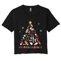 Oh Pharmatree Christmas Tree Pharmacy Medication Funny Xmas Women's Crop Top Tee