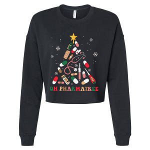 Oh Pharmatree Christmas Tree Pharmacy Medication Funny Xmas Cropped Pullover Crew