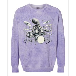 Octopus Playing Drums Drummer Colorblast Crewneck Sweatshirt