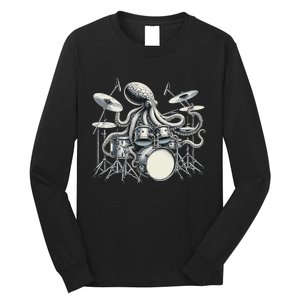 Octopus Playing Drums Drummer Long Sleeve Shirt