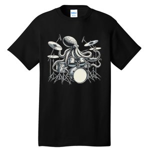 Octopus Playing Drums Drummer Tall T-Shirt