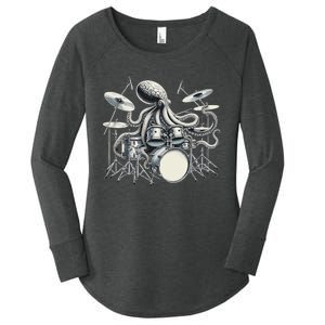 Octopus Playing Drums Drummer Women's Perfect Tri Tunic Long Sleeve Shirt