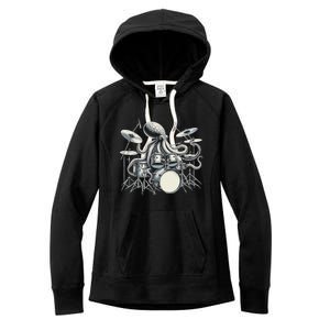 Octopus Playing Drums Drummer Women's Fleece Hoodie