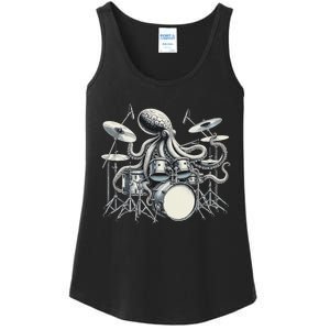 Octopus Playing Drums Drummer Ladies Essential Tank