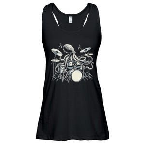 Octopus Playing Drums Drummer Ladies Essential Flowy Tank