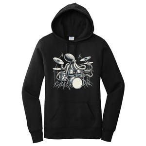 Octopus Playing Drums Drummer Women's Pullover Hoodie