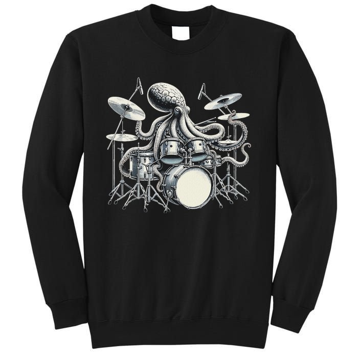 Octopus Playing Drums Drummer Tall Sweatshirt