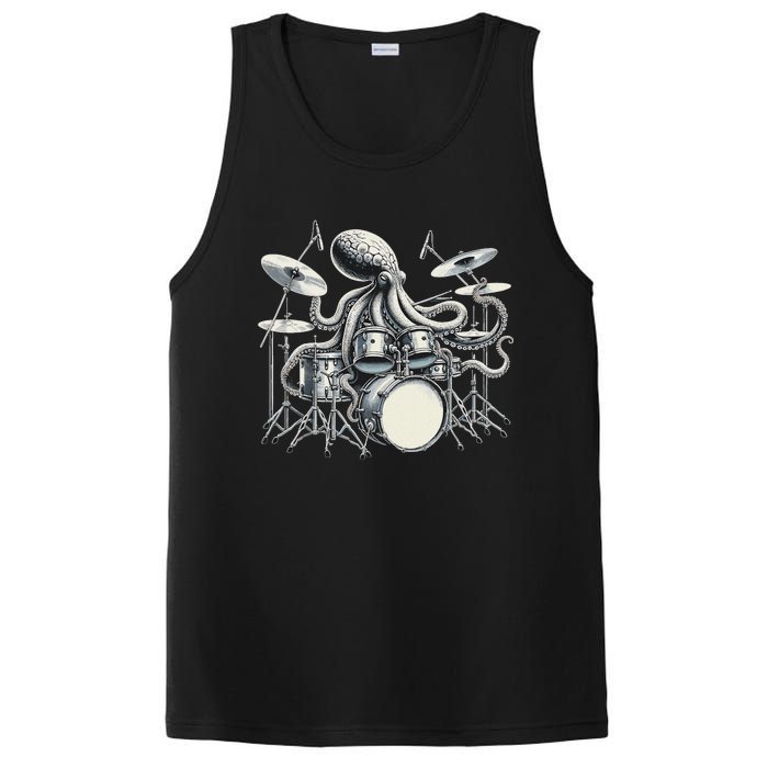 Octopus Playing Drums Drummer PosiCharge Competitor Tank