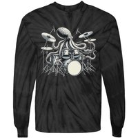 Octopus Playing Drums Drummer Tie-Dye Long Sleeve Shirt