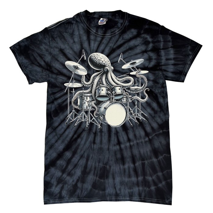 Octopus Playing Drums Drummer Tie-Dye T-Shirt