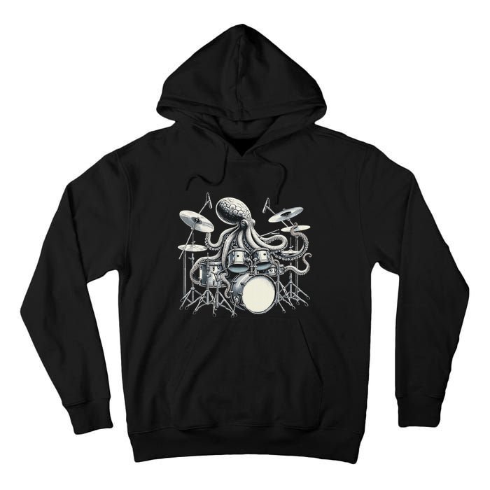 Octopus Playing Drums Drummer Tall Hoodie