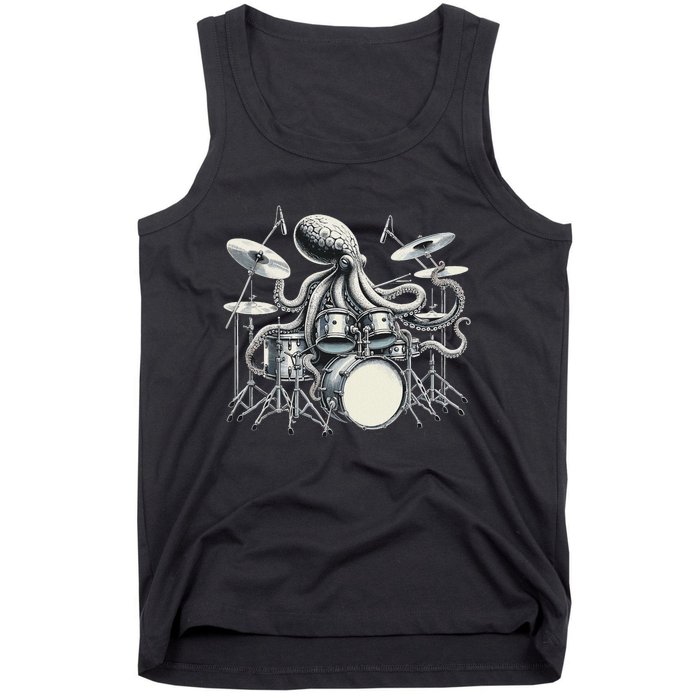 Octopus Playing Drums Drummer Tank Top