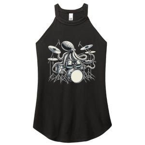 Octopus Playing Drums Drummer Women's Perfect Tri Rocker Tank