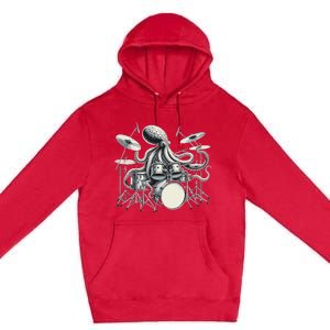 Octopus Playing Drums Drummer Premium Pullover Hoodie