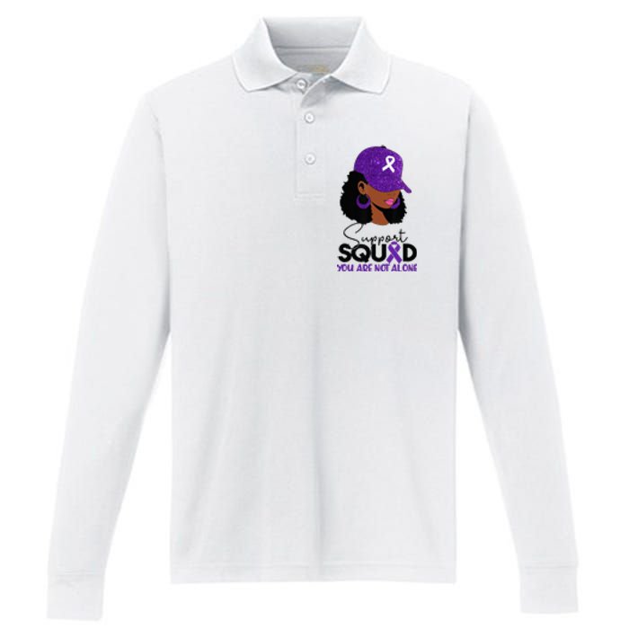 October Purple Domestic Violence Awareness Month Performance Long Sleeve Polo