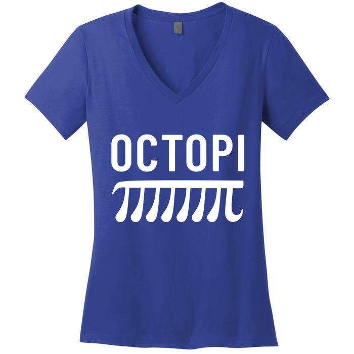 Octopi Pi Day Funny Mathematics Nerd Mathematician Pi Day Gift Women's V-Neck T-Shirt