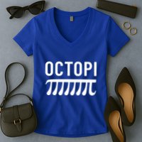 Octopi Pi Day Funny Mathematics Nerd Mathematician Pi Day Gift Women's V-Neck T-Shirt