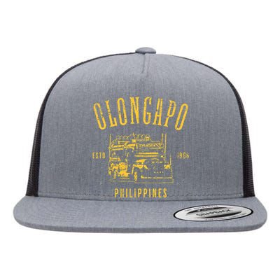 Olongapo Philippines Estd 1966 Distressed Style Design Flat Bill Trucker Hat