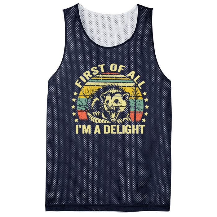 Opossum Possum First Of All IM A Delight Sarcastic Angry Mesh Reversible Basketball Jersey Tank