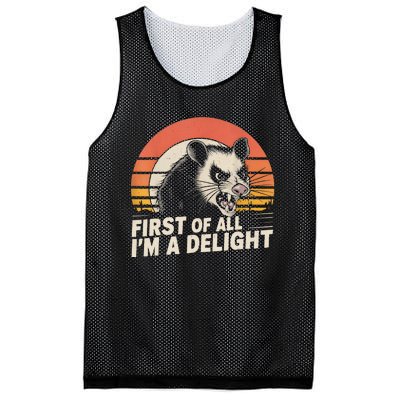 Opossum Possum First Of All IM A Delight Sarcastic Angry Mesh Reversible Basketball Jersey Tank