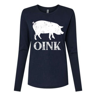 Oink Pig Funny Hog Farm Barnyard Animal Pig Lover Grunge Womens Cotton Relaxed Long Sleeve T-Shirt