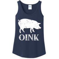 Oink Pig Funny Hog Farm Barnyard Animal Pig Lover Grunge Ladies Essential Tank